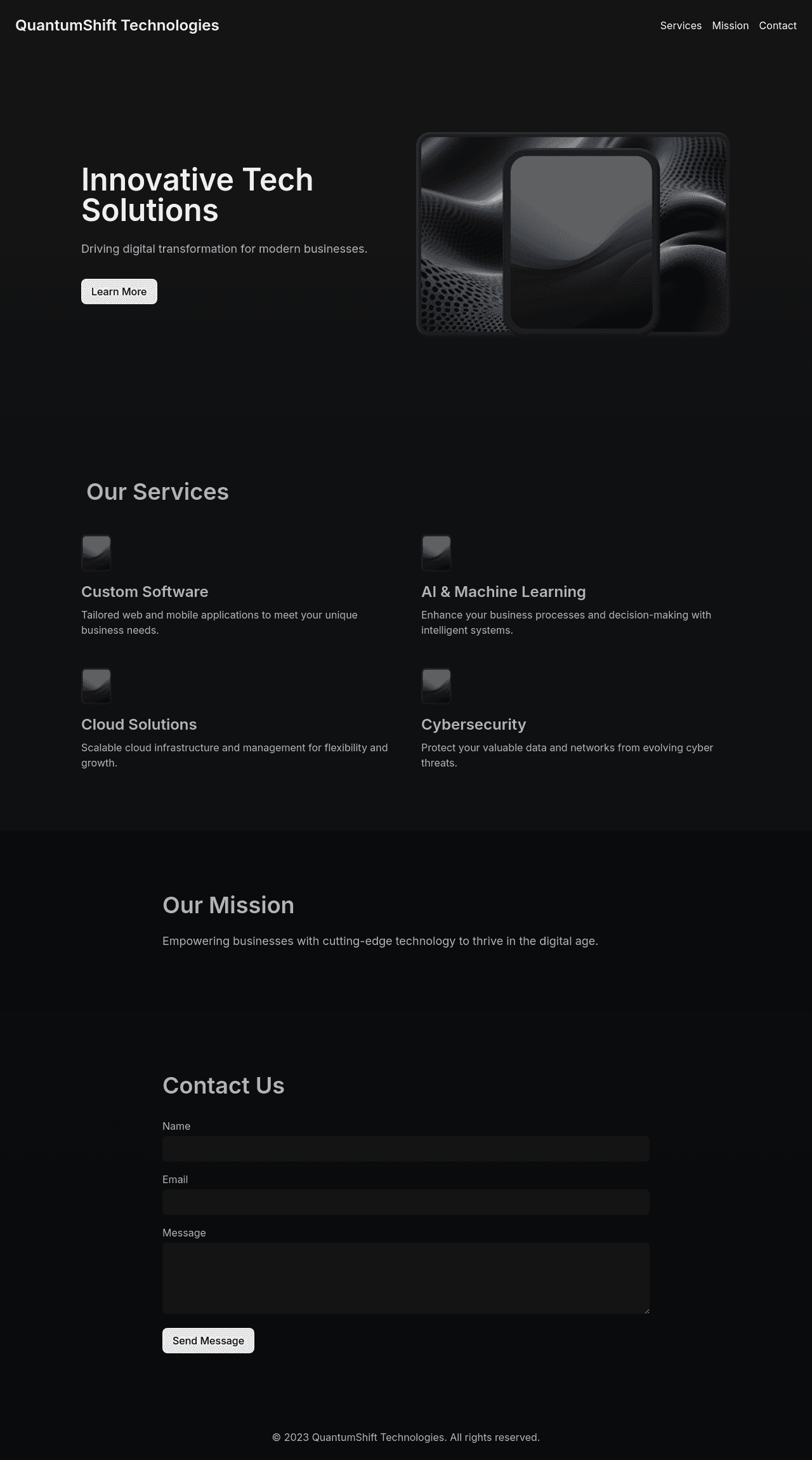 QuantumShift Landing Page